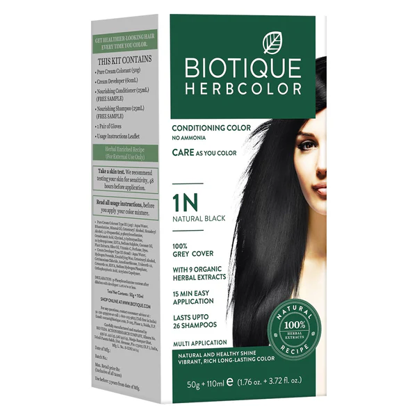 BIOTIQUE HERB HAIR COLOR NATURAL BLACK 50G+100ML biotique-herb-hair-color-natural-black-50g100ml